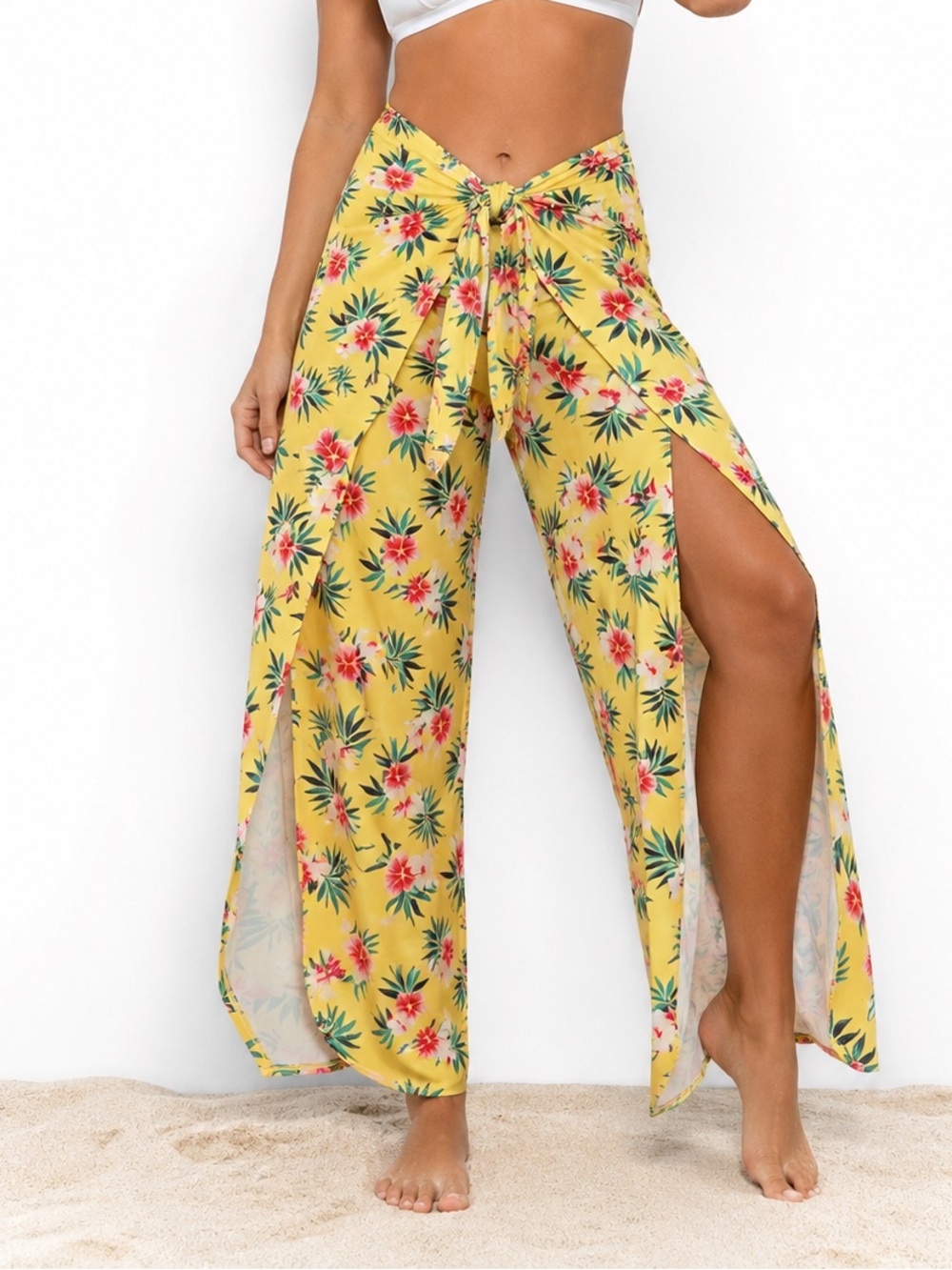 Lands’ End UPF 50 Tropical Floral Pareo Swim Cover Up Pants 1X Culottes